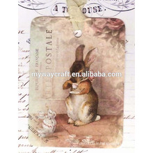 2015 Festival Favor Adorable Rabbit Gift Tags / Tea Drinking Rabbit Hole Punch Paper Tags de cadeaux